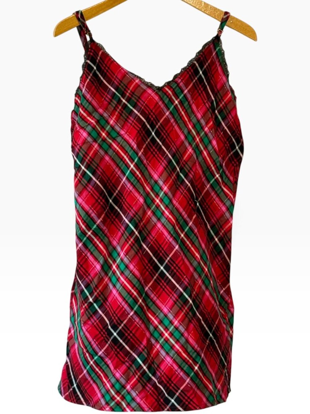 Victoria’s Secret Plaid Chemise Slip Red & Green - Large